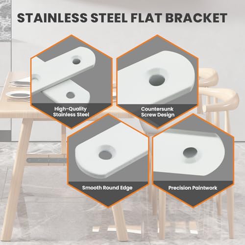 Alise Flat Bracket ,5 Inch White Mending Plate Flat Brace for Wood Shelves - color: White, size: 5 Inch