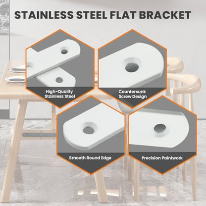 Alise Flat Bracket ,5 Inch White Mending Plate Flat Brace for Wood Shelves - color: White, size: 5 Inch