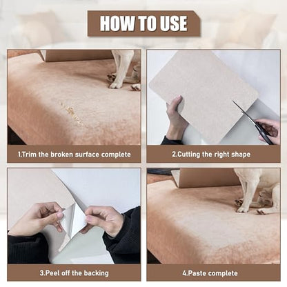 Azobur Fabric Couch Repair Patch 8.3 x 11 inches,Self-Adhesive Fabric Repair Patch for Furniture,Handbag,Sofa,Car Seats-(Khaki) - color: Khaki, size: 8.3" x 11"(2 Pcs)