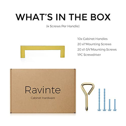 Ravinte Gold Cabinet Handles Cabinet Pulls, 5 Inch CC, 10 Pack - color: Gold, size: 5 Inch Hole Center