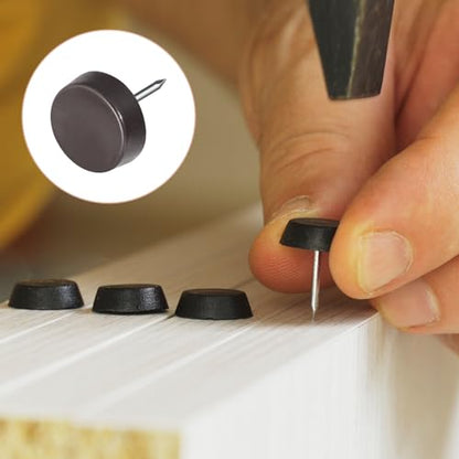 METALLIXITY Furniture Feet Nail (14mm/0.55in) 60Pcs, Plastic Round Chair Glides Sliders - for Chairs Sofa Furniture Sliders Protector Pad, Brown - size: 14mm/0.55in