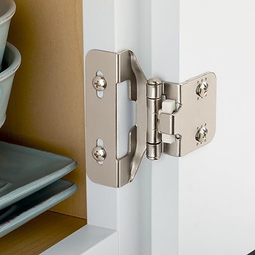Franklin Brass (10-Pack) Self-Closing Cabinet Hinges Semi-Wrap 1/4' Overlay for Cabinet Doors Kitchen/Cabinets/Cupboards/Furniture Satin Nickel H01911K-SN-B - size: 1/4" Overlay
