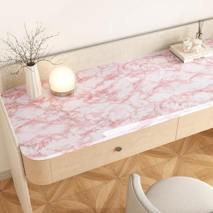 VEELIKE Pink Marble Contact Paper Wallpaper Stick and Peel 15.74 x118.11inches Self Adhesive Removable Waterproof Wall Covering for Table Countertop Cabinet Drawer - size: 15.7" x 118"
