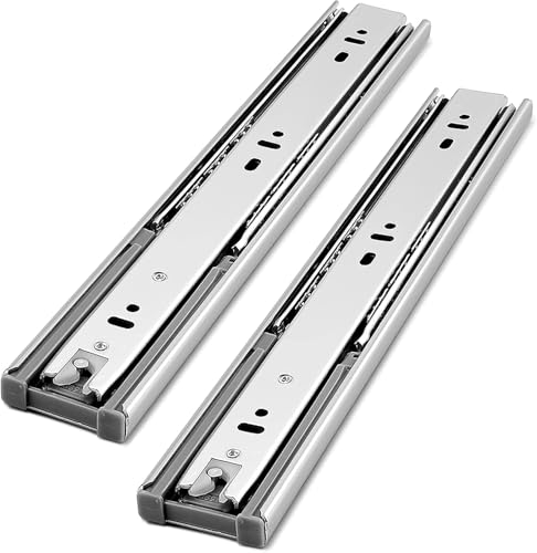 Gobrico Hardware 18 inch Drawer Slides 10 Pair，Soft Close Drawer Slides 3 Fold, Cabinet Drawer Slides Full Extension Drawer Glides, Heavy Duty Hydraulic Self Close Rails, Side Mount Ball Bearing - size: 18inch Drawer Slides