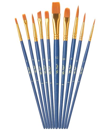 Mr. Pen- Acrylic Paint Brushes Set, 10 Pack, Round & Pointed Tip - color: Midnight Current, size: 10 Pcs