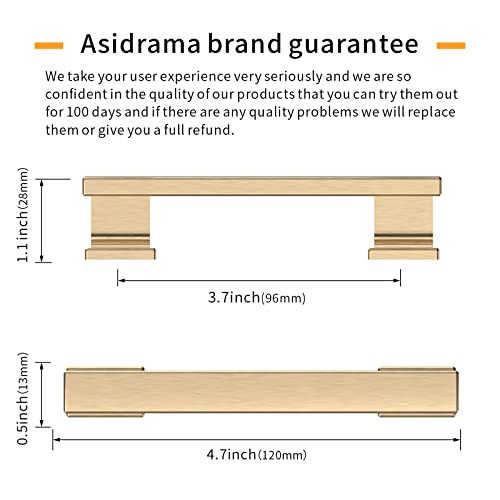 Asidrama 6 Pack 3.75 inch Brushed Brass Kitchen Cabinet Handles - color: Brushed Brass, size: 3.75" Hole Center, style: 6 Pack