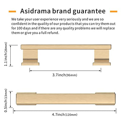 Asidrama 6 Pack 3.75 inch Brushed Brass Kitchen Cabinet Handles - color: Brushed Brass, size: 3.75" Hole Center, style: 6 Pack