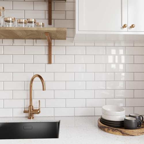 VEELIKE Subway Tile Peel and Stick Backsplash for Kitchen White Peel and Stick Wall Tile 12 Sheets 12''x12'' Waterproof Self Adhesive Vinyl Back Splash Stick on Tiles for Kitchen Bathroom Laundry Room - size: Box of 12 Tiles