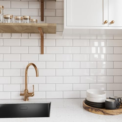 VEELIKE Subway Tile Peel and Stick Backsplash for Kitchen White Peel and Stick Wall Tile 12 Sheets 12''x12'' Waterproof Self Adhesive Vinyl Back Splash Stick on Tiles for Kitchen Bathroom Laundry Room - size: Box of 12 Tiles