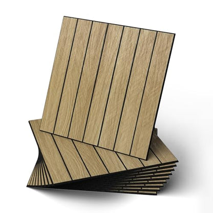 WADILE Peel and Stick Wood Slat Wall Panels 12x12in PVC 10 Pack - color: Light Brown Herringbone, size: 12"x12" 10PC