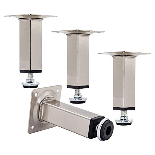 HUAYY Shiny Metal Adjustable Legs | Furniture,cabinets,Table levelers feet | Leveling Foot and Screw mounting Package (Nickel Plating) - color: Nickel Plating