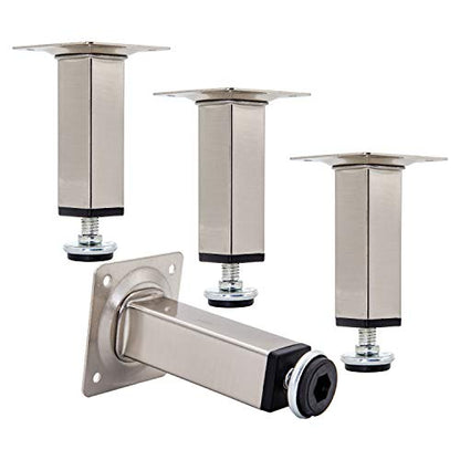 HUAYY Shiny Metal Adjustable Legs | Furniture,cabinets,Table levelers feet | Leveling Foot and Screw mounting Package (Nickel Plating) - color: Nickel Plating
