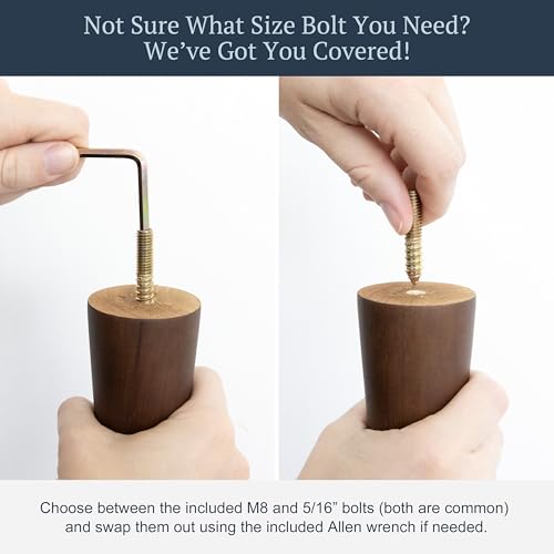 Airy Abode Premium Walnut Wood Furniture Legs (Full Install Kit) - Pick Your Size and Color - color: Brown, size: 6 Inches