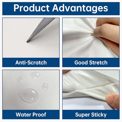 Lifeshoon Leather Repair Patches, Self Adhesive Vinyl for Couches Furniture - color: White, size: 3.5X79 inch