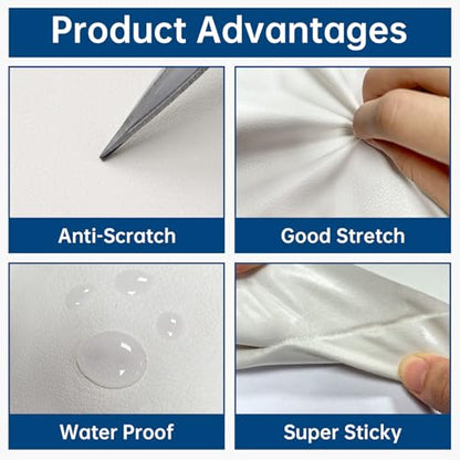 Lifeshoon Leather Repair Patches, Self Adhesive Vinyl for Couches Furniture - color: White, size: 3.5X79 inch