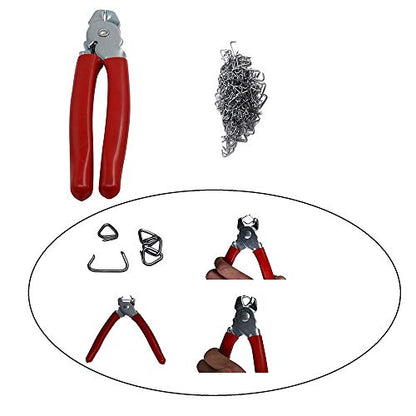 HARDK Hog Ring Pliers Set Straight, 300 PCS Galvanized Hog Rings - Perfect for Furniture Upholstery, Auto Upholstery, Plastic Meat & Sausage Casings - style: Straight & 300 PCS