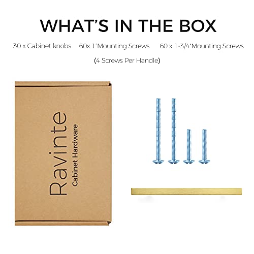 Ravinte Brushed Brass Square Cabinet Pulls Handles 5 Inch 30 Pack - color: Brushed Brass