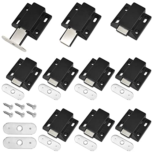 10 Pack Magnetic Push Latch Catch Push to Open Latch Pressure Touch Release Cabinet Catch for Doors Drawers Release Latch Kitchen Drawer Push Catch Pop Out Latch (Black) - color: Black