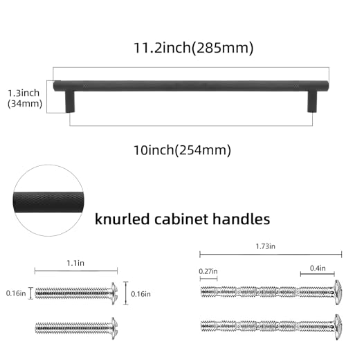 10 Pack 10 Inch Matte Black Kitchen Cabinet Handles - color: Matte Black, size: 10'' Hole Center(254mm)