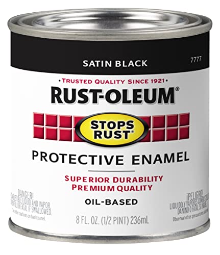 Rust-Oleum Stops Rust Brush On Protective Enamel Paint, Satin Black - color: Satin Black, size: 8 Fl Oz (Pack of 1)