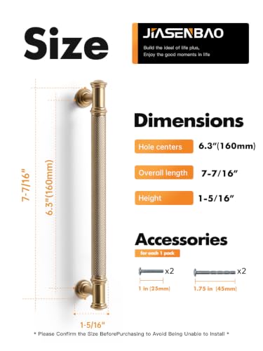 5 Pack Champagne Bronze Cabinet Pulls 6.3" Hole Center Brass Handles Drawer Pulls Closet Bathroom Vanity Dresser Hardware Zinc Alloy - color: Champagne Bronze, size: 6.3"(160mm) Hole Centers