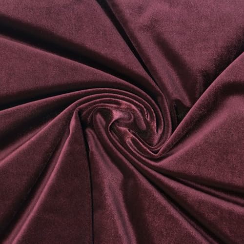 Stretch Velvet Fabric by The Yard - 58/60" Wide Soft Velvety Cloth for Sewing Dresses, Gowns, Upholstery, Costumes and DIY Crafts - 92% Polyester 8% Spandex - Acaiberry - 1 Yard - color: Acaiberry, size: Precut 1 Yard