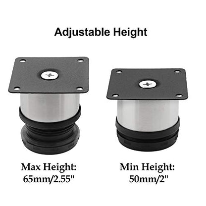 4 Pack Furniture Leg Set, 2" Dia 2" H Adjustable - size: 2 Inch