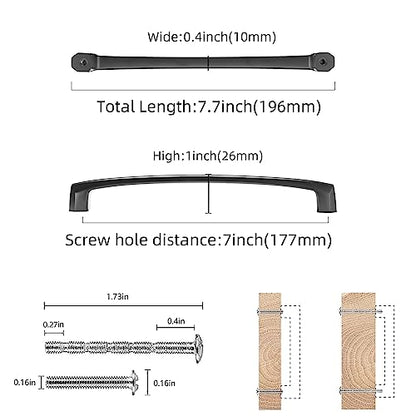 COTYKILEY 10 Pack 7Inch(177mm) Matte Black Kitchen Cabinet Handles Cabinet Pulls Cabinet Door Handles Kitchen Cabinet Hardware Cupboard Drawer Pulls - color: Matte Black, size: 7" Hole Center（177MM）