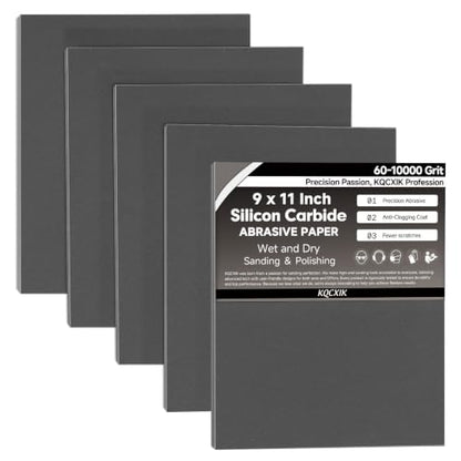 12-Sheet Premium 2000 Grit Wet Dry Sandpaper, 9 x 11 Inch - style: 2000Grit