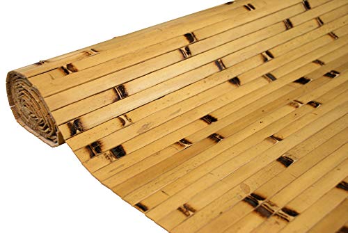 amaZulu Natural Bamboo Wall Panels 4x8 — Burnt Node Tambor Cladding, Rustic Charred Accent, Flexible Accent Wall, Bar Front, Wainscoting & Ceiling Tile, Mesh-Backed, 32 sq ft - color: Natural with Burnt Nodes