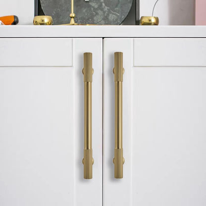 10-Pack 3-3/4 Inch Hole Center Brushed Brass Cabinet Pulls Solid Heavy Duty Cabinet Pull is Suitable for Drawers Dressers Handles Kitchens Bathroom cabinets - color: Brushed Brass, size: 3-3/4 Inch(96mm) hole center