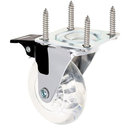 2 Inch Caster Wheels Set of 8, Crystal Swivel Casters with Brake