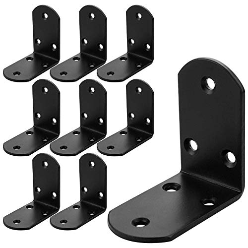 AKOLAFE 16PCS Wide L Brackets Heavy Duty 2.5x2.5 Inch Metal Corner Brace 90 Degree Right Angle Joint Fastener Black L Bracket for Wood Furniture Table Shelf Board Cabinet Bedframe Wall