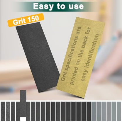 20PCS Sand Paper 150 Grit Sandpaper Sheets, 9 x 3.6 Inch Wet Dry Sandpaper Sheets, Sand Paper for Metal, Wood Furniture, Automotive and Crafts - color: F-150 Grit 20pcs