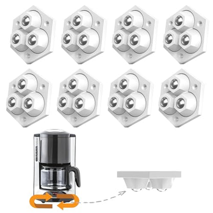 Mini Adhesive Wheels for Appliances & Plastic Drawers, 360° Hidden Casters - color: White