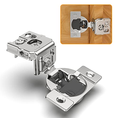 Chibery 2 Pack 1-1/4" 4D Overlay Soft Close Concealed Hinges for Face Frame Door, Control Closing Speed, Smooth Slow Self Close Hinges, Satin Nickel, 105° Open Angle Stainless Steel Cabinet Hinges - color: 2 Pack, size: 1-1/4 inch Overlay