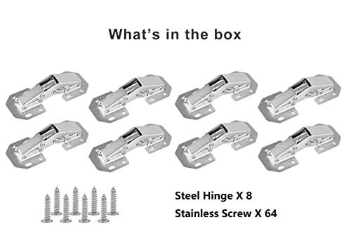 8-Pack Hidden Hinges for Cabinet Doors Frameless, Concealed Cabinet Hinges, 90 Degree Flush Mount Hinges - size: 8 Pack