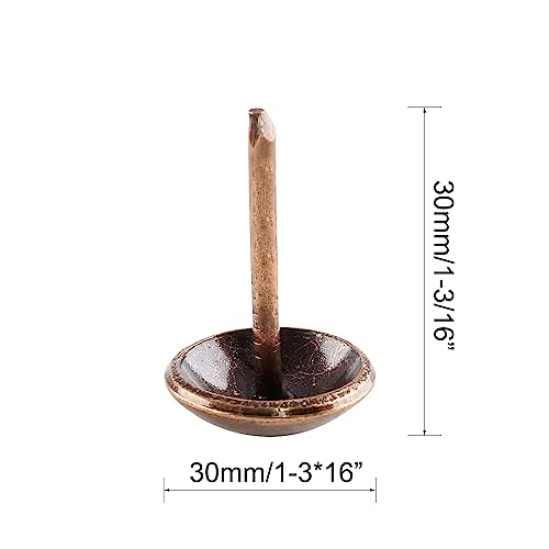 30mm Red Copper Antique Upholstery Nails, Round Large-Headed Nail, Furniture Tacks for Furniture Cork Board Wooden Furniture Decorative DIY Projects 20Pcs (Red Copper, 1-3/16")