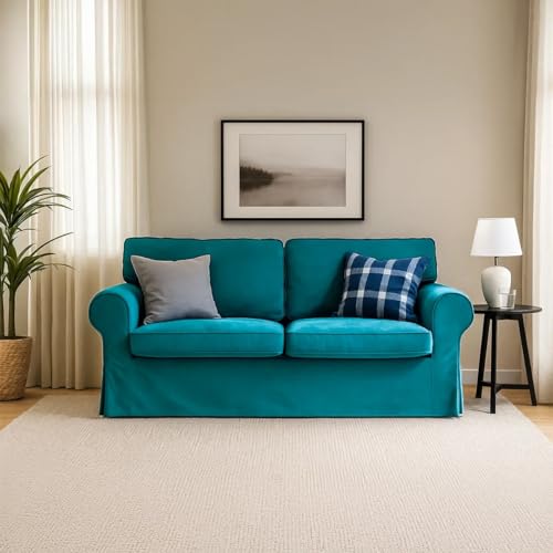MASTERS OF COVERS Ektorp Loveseat (2 Seat) Cover Replacment Slipcover-Teal - color: Loveseat Cover-teal Blue