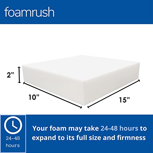 FoamRush 2" x 10" x 15" High Density Upholstery Foam Cushion, Dining Chair Cushions, Square Foam, Wheelchair Seat Cushion Replacement, Couch Cushion Replacement, Foam Padding - color: High Density, size: 2" x 10" x 15"