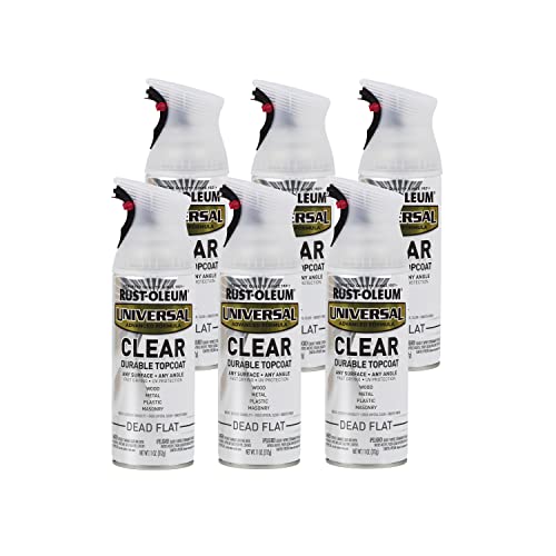 Rust-Oleum Universal All Surface Clear Topcoat Spray, Dead Flat Clear - color: Dead Flat Clear, size: 11 Ounce (Pack of 6)