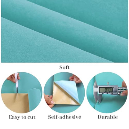 VaryPaper 15.7" x 78.7" Aqua Blue Velvet Fabric Self Adhesive Felt Drawer Liner Soft Fabric Flocking Lining for Jewelry Box Dresser Shelves Velvet Wallpaper Peel and Stick Large Felt Sheets for Crafts - color: Aqua Blue