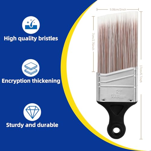 Wesquer 3-Pack Short Handle Angle Paint Brushes for Precision Trim & Cut-in Painting on Window & Door Frames, Stair Rails, Baseboards, Shutters, Cabinetry & Small Furniture - color: Black