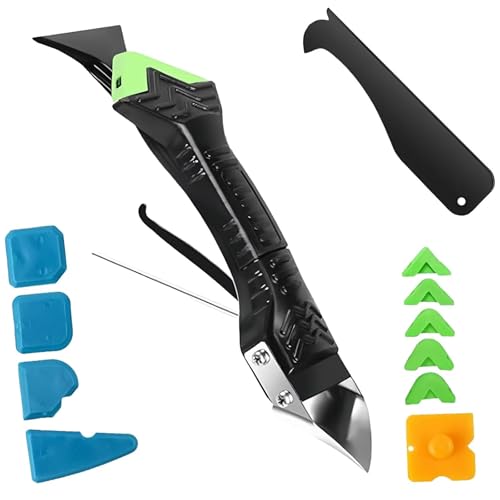 5 in 1 Silicone Caulking Tool Kit, Caulking Grout Removal Sealant Finishing Tool with Grout Scraper, Adhesive Residue Scraper Seam Repair Toolkit for Bathroom Kitchen