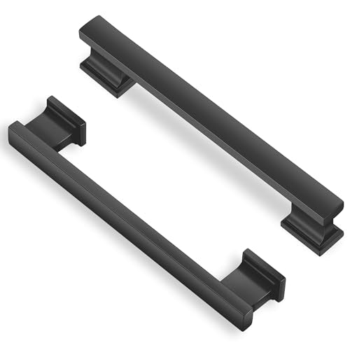 Lardmon 10 Pack 5 Inch(128mm) Hole Center Gunmetal Gray Kitchen Cabinet Handles Modern Cabinet Pulls Kitchen Cabinet Hardware Solid Drawer Pulls Handles for Dresser, Total Length 6.06 Inch - color: Gray, size: 5 Inch Hole Center