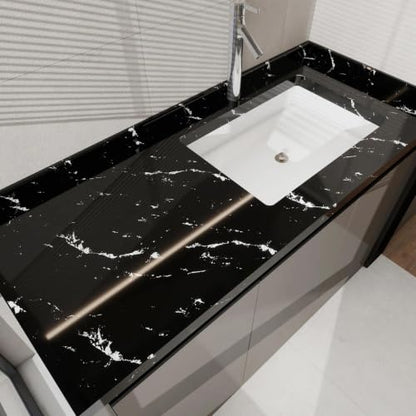 Glossy Black Marble Contact Paper for Countertops Peel and Stick Wallpaper - color: Black, size: 15.7" x 78.7"