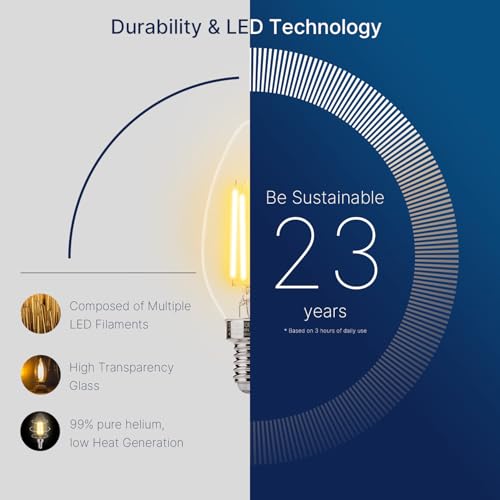 FLSNT 60W Equivalent LED Chandelier Light Bulbs, Dimmable, E12 Base, Clear B11 LED Filament Candelabra Bulbs, 2700K Soft White, 6 Pack - color: 2700k Soft White, size: 6 Count (Pack of 1)