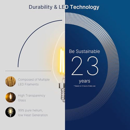 FLSNT 60W Equivalent LED Chandelier Light Bulbs, Dimmable, E12 Base, Clear B11 LED Filament Candelabra Bulbs, 2700K Soft White, 6 Pack - color: 2700k Soft White, size: 6 Count (Pack of 1)
