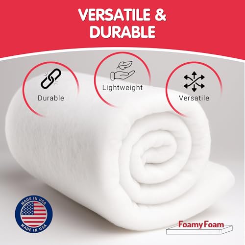FOAMYFOAM 36 Inch Wide Bonded Dacron Upholstery Grade Polyester Batting - Cushion Support, Quilting Supplies, Furniture Upholstery, Craft Projects, Durable Polyester Batting (5 Yard) - color: 36" Wide, size: 5 Yard long