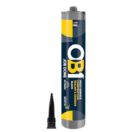 OB1 Universal Caulk Sealant & Adhesive Black 10.1oz | Professional Grade Premium All-in-One Advanced Hybrid 2-in1 | Water Resistant Internal & External | Shrink Crack UV & Fade Resistant | 1 Cartridge - color: Black, size: 10.1oz (Pack of 2)